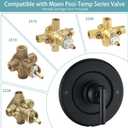 Replacement for Moen Posi-Temp Valve Only Shower Faucet Trim Kit (Valve& Catridge Not Inclued), Volume and Temperature Control Level Handle, Matte Black