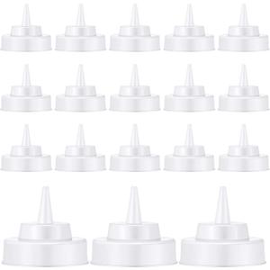 Tioncy 18 Pcs Condiment Squeeze Bottle Replacement Cap Plastic Wide Mouth Squeeze Lids for 63mm Emptying Bottle 2.76inch Natural Cone Tip Dispensing Caps for Kitchen Dining Room Dispenses Sauce