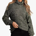 Dokotoo Womens 2024 Winter Oversized Sweaters Long Sleeve Turtleneck High Neck Sweater Chunky Pullover Jumper Outwear Size L