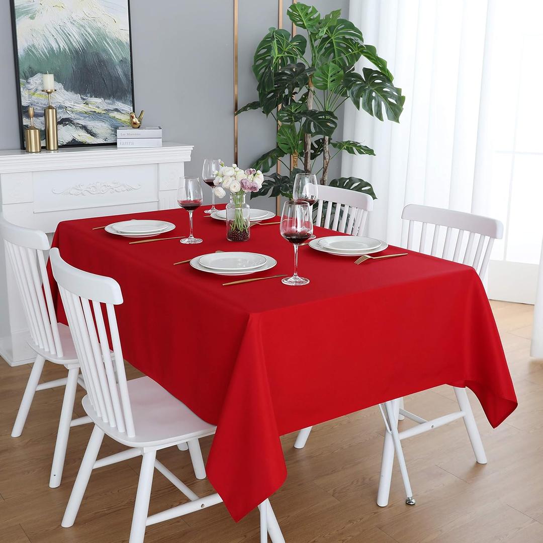 FOLINS&HOME Red Rectangle Tablecloth 60 x 102 Heavy Duty Wrinkle Free Polyester Table Cloths Waterproof, Washable and Spillproof Table Cover for Party, Banquet, Indoor and Outdoor-Oblong/Rectangular