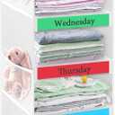 punemi Weekly Clothes Organizer for Kids, 6-Shelf Hanging Closet Storage with Side Pockets, Days of The Week Design, 11.8" x 11.8" x 37.8", Perfect for Organizing a Week's Worth of Kids' Clothing