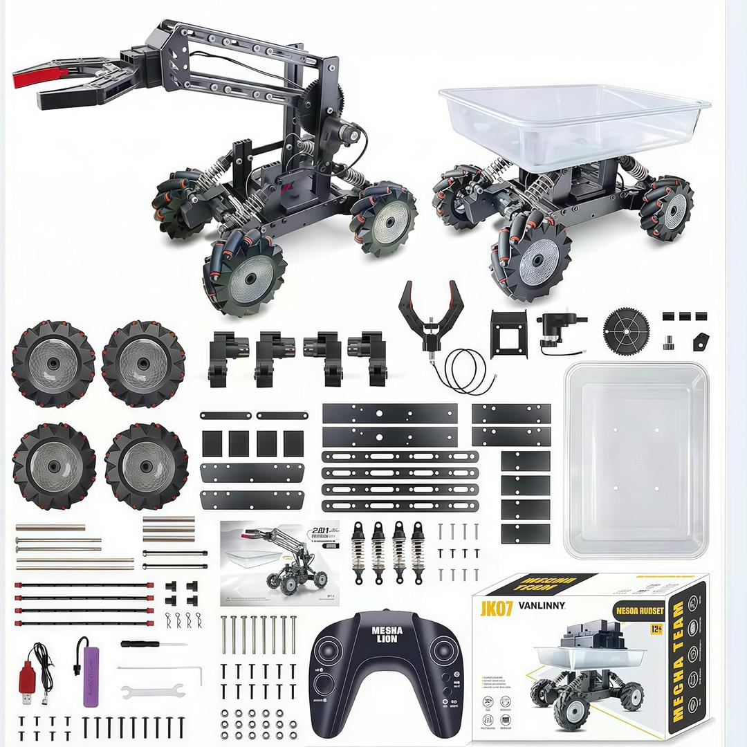 Robotic Arm Kit, STEM Toys for Boys Age 8-12, 3 in1 Electronic Robotic Arm/Transporter for Boys & Girls to Learn Programming/Technology, STEM Building Toys for Beginners, Xmas Birthday Gift.