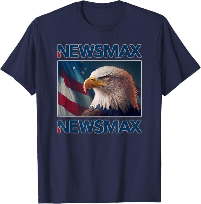 Newsmax - Conservative News for 2024 Presidential Election T-Shirt (Small, Blue)