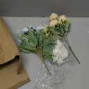 Tigeen 6 Bundles Artificial Bouquet Flowers Artificial Peonies Faux Roses Hydrangea Flowers Bouquet for Wedding Table Centerpiece Floral Vase Decor (White, Blue)