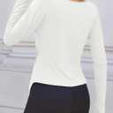 Tankaneo Womens Boat Neck Long Sleeve Tops Ruched Asymmetric Hem Fitted T-Shirts Casual Yoga Workout Tees (Large)