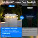 Brightever 4x4 3.5x3.5 Solar Post Cap Lights Outdoor 16-Pack, Solar Fence Post Lights Fit Vinyl/Wood Posts, 2 Modes(Warm/Cool White), Solar Powered Waterproof Deck Post Lights for Patio Porch, White