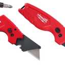Milwaukee FASTBACK Compact Knife, and FASTBACK 6-in-1 Folding Utility Knives, w/Blade (knife 2pack) Red-black