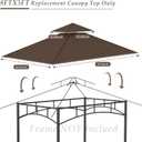 Grill Gazebo Replacement Top, 5 * 8 Outdoor BBQ Top Cover, Double Layer BBQ Gazebo Top Canopy for Model #L-GG001PST-F (Brown)