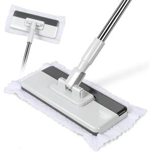 Masthome Clamp Mop Compatible with Swiffer Wet Jet Mops, 50" Stainless Steel Handle Mini Mop for Hardwood, Tile, Laminate, Marble, Wall, Window, Multi-Surface Floor Cleaning (White-large-mini Lazy Mop)