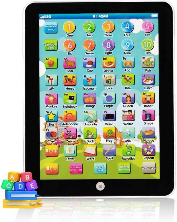 Kids Learning Pad/Tablet Interactive Toddler Toys with 6 Games to Words Numbers Alphabets Music and Multiple Modes,Educational Learning Toys for 2 3 Year Old Kids Boys and Girls(White)