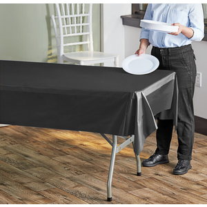 Choice 5 x 10 F. Black Plastic Table Cover - 24/Case.2 Pack