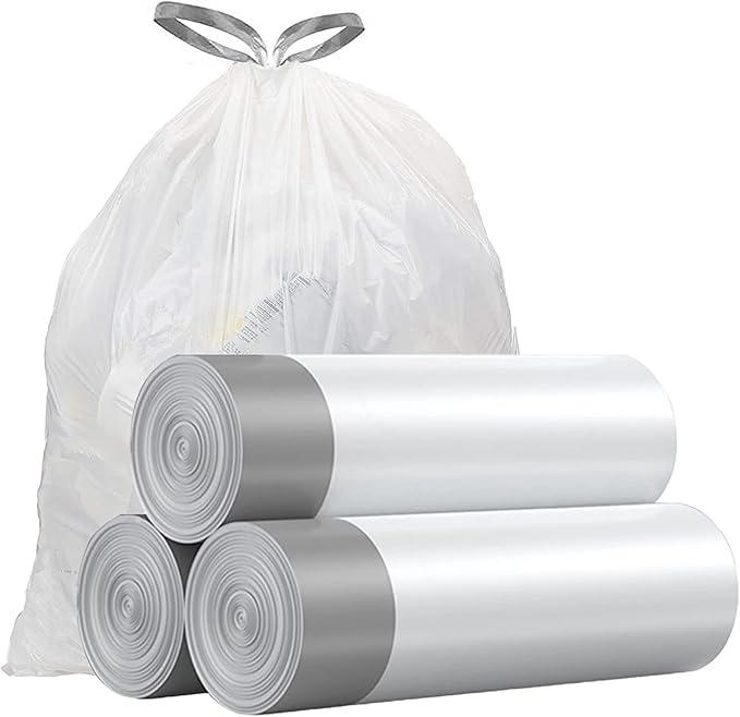 Small Trash Bags 4 Gallon, 360 Count -1.2 Mil Drawstring Mini Garbage Bags, White Plastic Trash Can Liners for Bathroom Accessories, 15 Liter, Bedroom, Dorm Room Essentials, Office