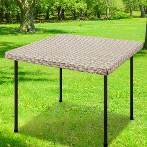 Smiry Square Table Cloth Cover, Waterproof Elastic Fitted Picnic Tablecloth, Wipeable Flannel Backed Vinyl Tablecloths for Camping, Dining, Outdoor (Weave Patterns, 42" x 42")