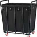 Hoctieon Large Laundry Cart with Wheels, 400L Heavy Duty Laundry Basket Organizer, Rolling Hamper Sorter for Clothes Storage, Industrial Dirty Clothes Hamper for Home & Hotel, Black (1 Section-400L)