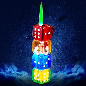 Colorful Dice Torch Butane Lighter,Refillable Cool,Lighter Adjustable Jet Flame Windproof,BBQ, Candles,Barbecue (No Methane Gas)