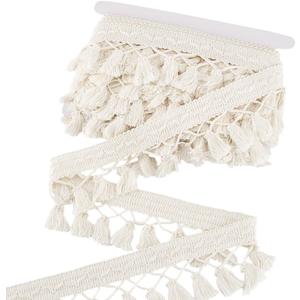 PH PandaHall 10 Yards Tassel Fringe Trim, 2-3/4 inch Polyester Lace Tassel Trim Ribbon Beige Sewing Fabric Trims Crochet Ribbon Crafting Lace for Curtain Dress Clothes Home Decor DIY Crafts