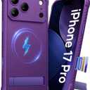 for iPhone 17 Pro Case Magnetic with Stand, Compatible with MagSafe & Full Camera Protection & Camera Control Capture Button, Rugged Shockproof Protective Phone Case for iPhone 17 Pro, Purple