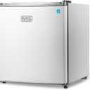 BLACK+DECKER 1.7 Cu. Ft. Compact Refrigerator, ENERGY STAR Certified, Single Door Mini Fridge with Chiller Compartment, Personal Fridge for Home or Dorm Room, R600a Refrigerant, BCRK17W, White