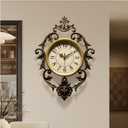 Vintage Wall Clock, Antique Decor, Battery Operated,Non Ticking European Style Metal Wall Clock, 26" x 19" Decorative Retro,Bedroom/Living Room/Kitchen