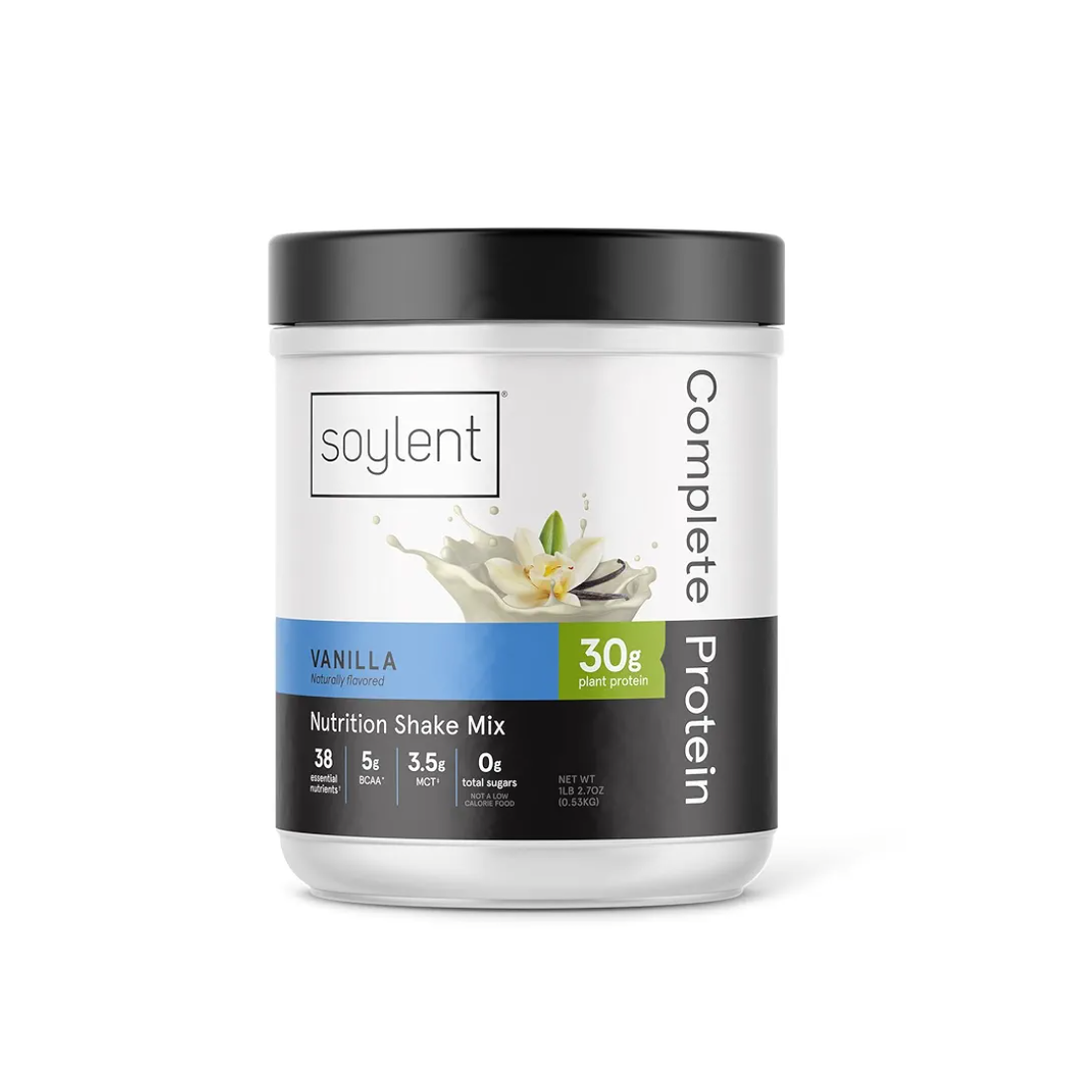 Soylent Complete Protein Powder, Vanilla, 30g Protein Shake for Muscle Growth and Recovery, BCAAs, DHA, MCT, 28 Vitamins & Minerals, Zero Sugar, Gluten Free, Vegan - 1.25lb