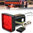 Nilight LED Brake Light Trailer Hitch Cover Square Red Lens Vehicle Tow Hitch Driving Brake Lamp 12 LEDs Brake Tail Lights with 2" Receiver for Towing Truck RV and SUV