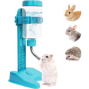 VANNON Pet Standing Water Dispenser Top Fill Dog Water Bottle Dispenser with Stand Leakproof Pet Slow Water Bottle for Small Animals, 13oz, BPA Free, Adjustable Height, Blue