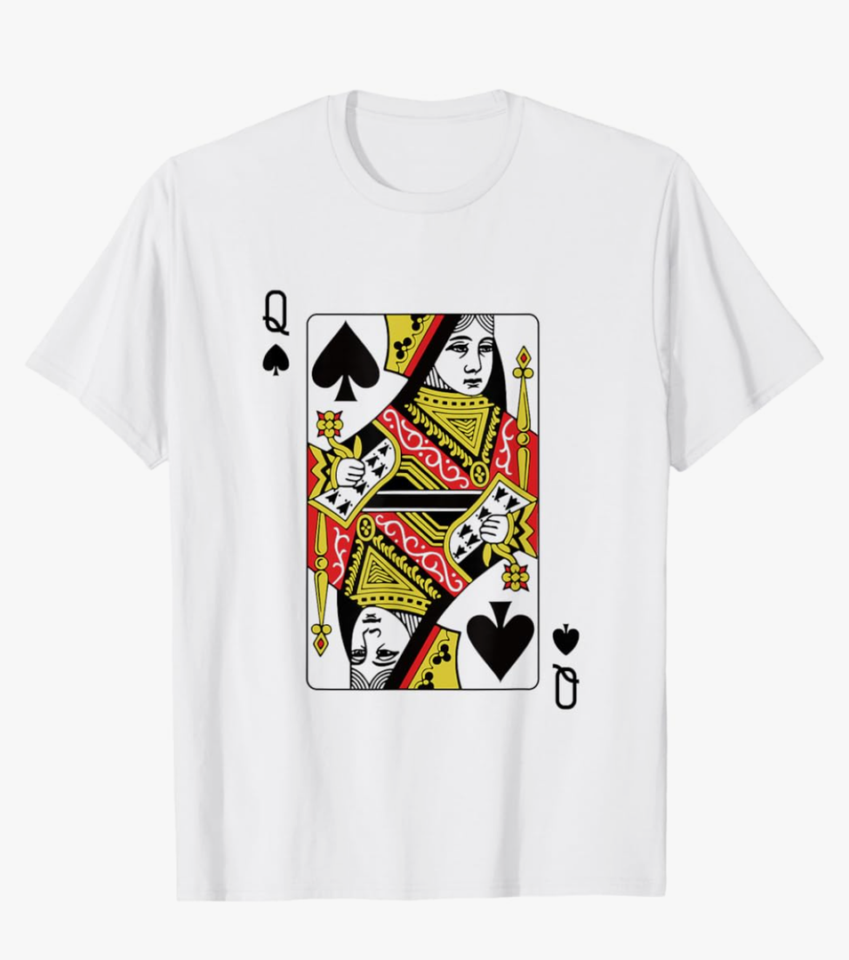 Queen Of Spades Playing Card Poker T-Shirt, M