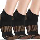 CopperJoint Black Ankle Compression Socks for Women- Breathable Copper Compression Socks Men, Low Cut Sock With Arch Support (Large/XL 3-pack)