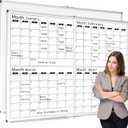 Lincia Large 48" x 36" Magnetic 4 Month Dry Erase Calendar White Board Foldable Whiteboard Calendar for Wall Mounted 2 in 1 Double Side Whiteboard with Dry Erase Board for Wall Office Home