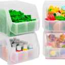 ReadySpace Plastic Containers for Organizing and Storage Bins for Drawers, Desks, Office Organization, and Garage, Stackable Bins, Medium-Tall (7" x 11" x 8"), 4-Pack, Black