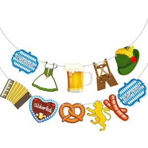 Blulu Oktoberfest Decoration Banner, Bavarian German Party Bunting Garland, Multicolor, 13.78 x 7.09 Inches, for Party Decorations Supplies