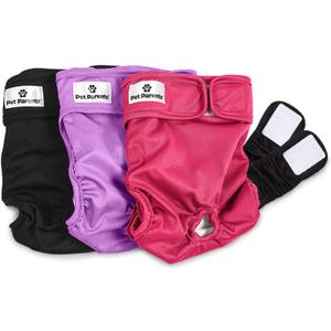 Pet Parents Washable Dog Diapers (3pack) + Extendrs of Durable Doggie Diapers, Premium Dog Diapers Female (Medium, Princess) (Medium)