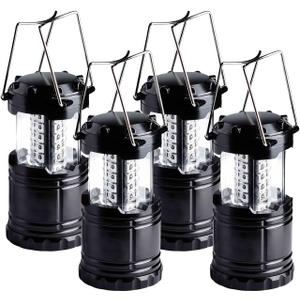 KPKJOO Lantern Collapsible Camping Light, Battery Operated Lanterns LED Super Bright for Power Outages Indoor Emergency Outdoor Camping Hiking Kit (4, LED)
