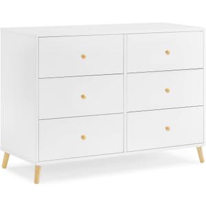 Delta Children Essex 6 Drawer Dresser, Bianca White/Natural