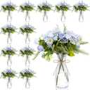 Reallnaive 30 Pack Artificial Flowers Table Centerpieces Decorations with Vase Wedding Mason Jar 20 Bundles Silk Floral Bouquet 10 Clear Vase with 1 Pcs Rope for Party Decor(Dahlia,Blue) (Dahlia - 11.02 inches tall)