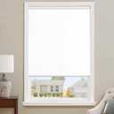 ChrisDowa Cordless 100% Blackout Roller Shade Thermal Insulated UV Protection with Striped Jacquard Fabric White Blackout Blinds for Indoor Window Shades Pull Down for Home and Office, 29x72