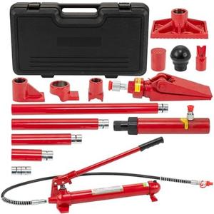 1O Ton Porta Power Hydraulic Jack Kit, Hydraulic Multifunctional Jack with 4.6 ft/1.4 m Oil Hose, Auto Body Frame Repair Kit, Storage Case, 26455 Lbs Capacity, for Car Repair, Truck, Garage