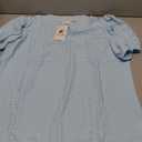 PerZeal Women's Summer Tops Tunic V Neck Ruffle Half Sleeve Blouses Short Sleeve Casual Loose Tops T-Shirts Light Blue X-Large