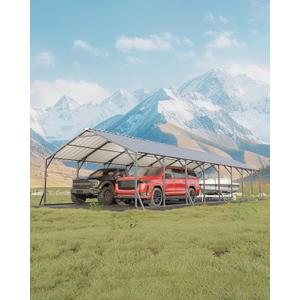 GarveeLife 20'X40'x12' Metal Carport for Multiple Vehicles, Heavy Duty Steel Car Ports, Vertical Roof Design, for All-Weather, for Full-Size Pickup Trucks, Boats, and Tractors (Gray)