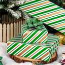 2 x MAYPLUSS Christmas Diagonal Stripe Gift Wrapping Paper - 17 Inch X 33 Feet - Classic Green and Luxury Gold Foil Crafty Stripe Gift Wrap for Holiday Wedding, Birthday Party Showers and Scrapbooking