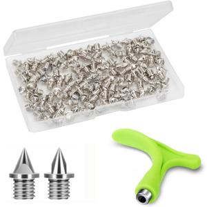 3/16 Inch Track Spikes, 120 Pieces Steel Shoe Spikes Replacements and Spike Wrench for Sports Running Track Shoes