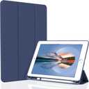 Case for iPad 10.2 2021/2020/2019, Smart Lightweight Trifold Stand Cover, Auto Sleep/Wake Soft TPU Pencil Holder Case for iPad 10.2 inch 9th/8th/7th Generation - Navy Blue