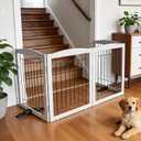 Dog Fence Indoor,Dog Gate Indoor for Doorway pet gate -4-Panel Freestanding, Hallways, House or Stairs -80x24-Inch Retractable Foldable Expandable Wood Pet by SFJC (Grey) ﻿