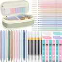 52 PCS Aesthetic School Supplies with Cute Pencil Case, Stationery Essentials with Pens Pencils and Pastel Highlighters Set,College Back to School Supplies for Teen Girls,Pastel Office Supplies-Green