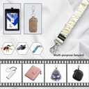 Lanyardio Stretchy Scrunchie Lanyard for ID Badges Keys, Cute Teacher Lanyard for Women with 2 Card Holders 19.6 Inch (Beige)