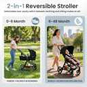2-1 Baby Stroller, Newborn Toddler Compact Stroller with Convertible Seat, Foldable Pram Stroller with Adjustable Backrest/Canopy& Cup Holder, for 0-48 Months