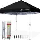 Anytee-10x10 Pop Up Canopy Tent, Easy Up Waterproof Outdoor Canopy with Wheeled Bag, Sun Shade for Patio, Backyard, Parties, Camping-Black