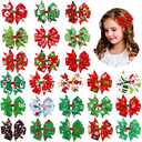 Honoson 24 Pcs Christmas Hair Bows Clips Snowflake Hair Accessories 3 Inch Christmas Bow for Women Colorful Xmas Boutique Xmas Bowknot Hairpins Barrette Gifts for Winter Holiday(Classic Pattern)