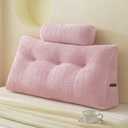 YOUR MOON Wedge Headboard Pillow Twin with 1 Pack Neck Roll Pillow, Triangular Wedge Backrest Pillows Headboard for Bed,Daybed,and Lounging, Large Bed Bolster Pillows,Pink