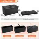 COSYLAND Ottoman Bench with Storage - 30x15x15in Folding Leather Ottoman, Rectangle Foot Stool Foldable Storage Chest Footrest Footstool Collapsible with Lid for Bedroom Living Room Black